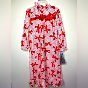 Vintage 1990s Her Majesty Flannel‎ Bow Star Print Nightgown